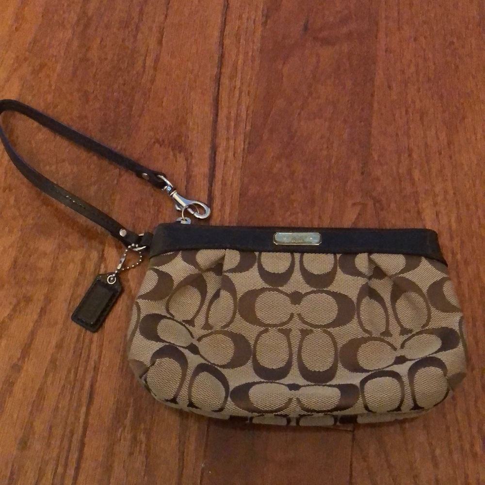 Coach Brown Signature Wristlet